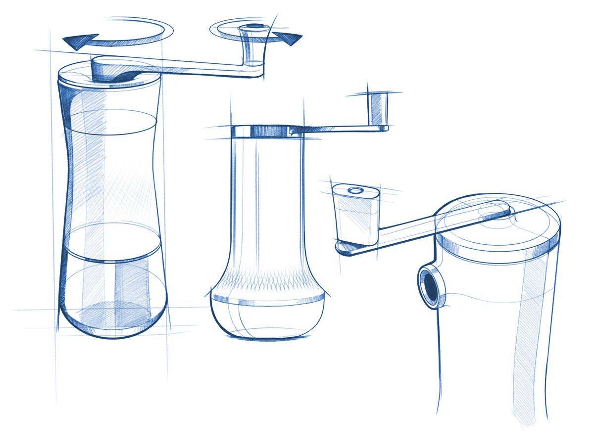 Arzum Okka Beangourmet Coffee Grinder Design sketches