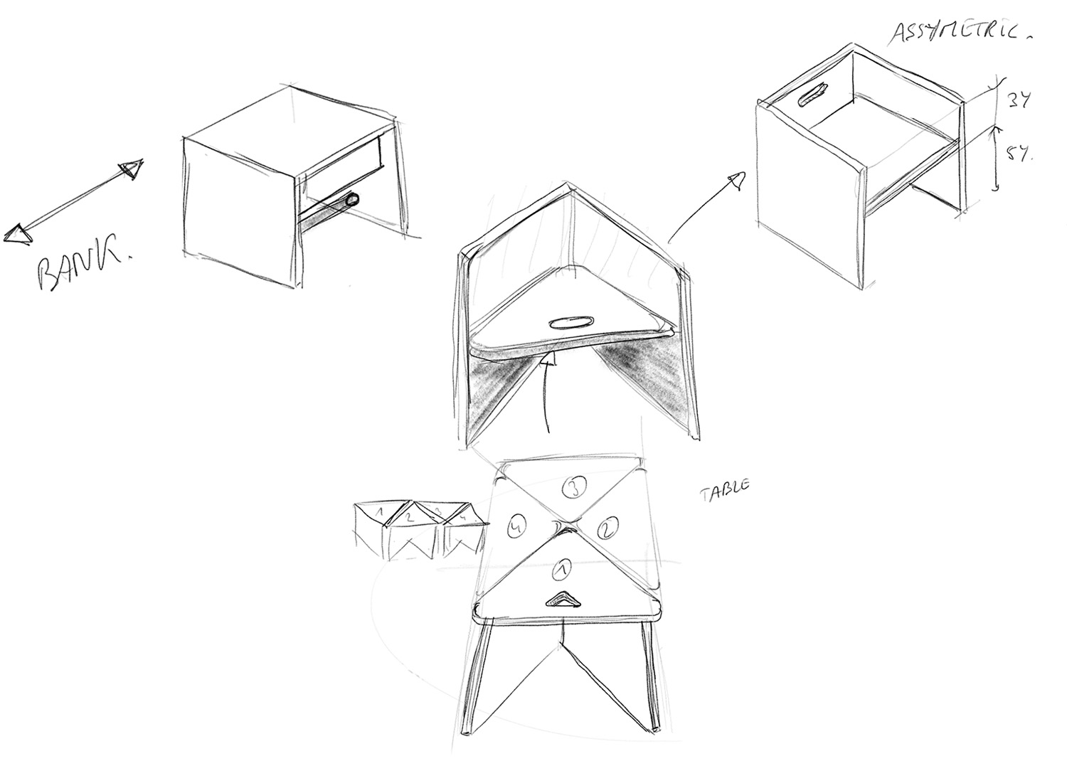 Timmer Atelje Kids Furniture Design Ideation Sketches